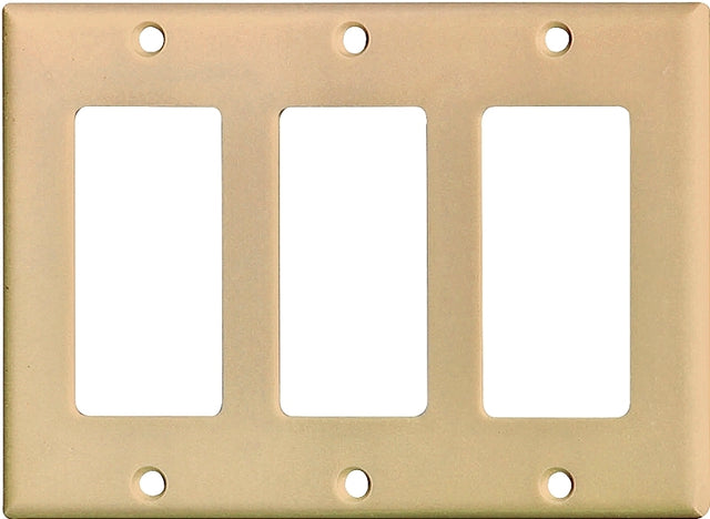 Eaton Cooper Wiring 2163 2163V-BOX Wallplate, 4-1/2 in L, 6.37 in W, 3 -Gang, Thermoset, Ivory, High-Gloss
