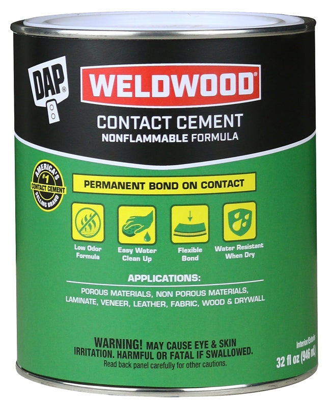 DAP 25332 Contact Cement, Liquid, White, 1 qt Can