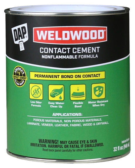 DAP 25332 Contact Cement, Liquid, White, 1 qt Can