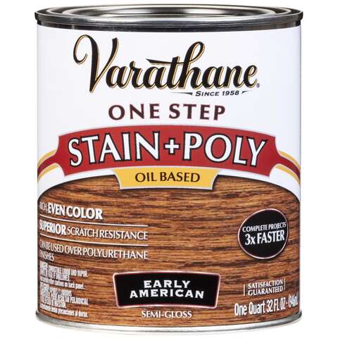 Varathane Semi-Gloss Early American Oil-Based Oil Modified Urethane One-Step Stain/Poly 1 qt, Pack of 2