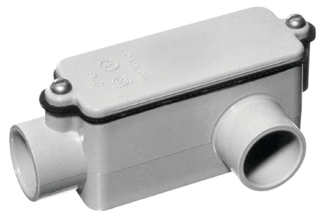 Carlon E984E-CTN Conduit Body, 3/4 in Hub, 6-9/32 in OAL, PVC, Gray