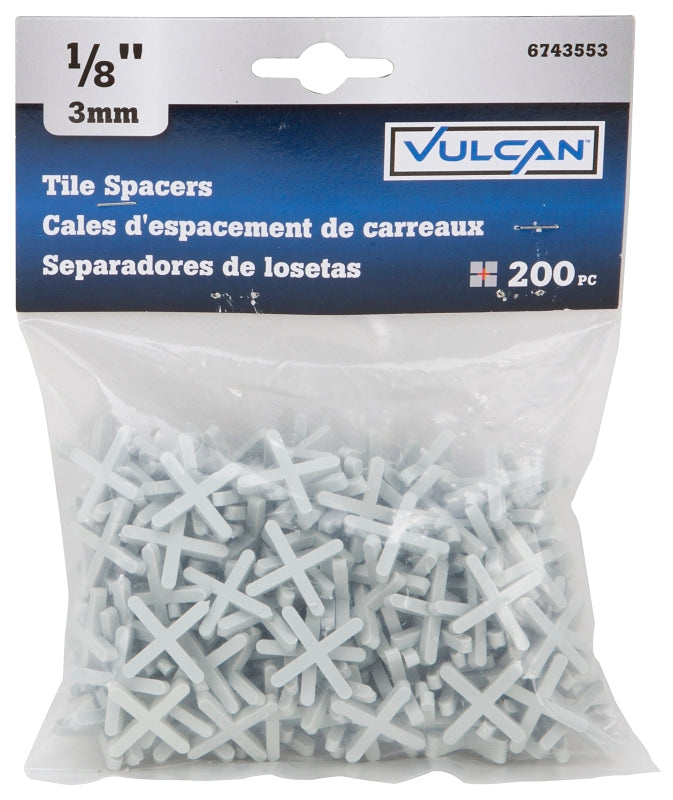 Vulcan MJ-T80803 Tile Spacer, 1/8 in Thick, Cross, Plastic