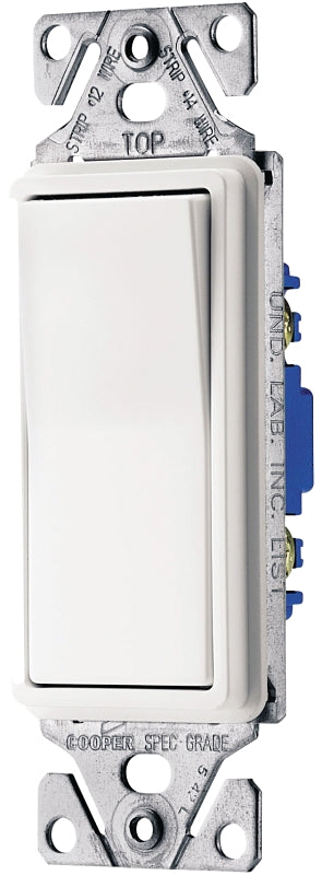 Eaton Wiring Devices 7500 Series C7503W-SP-L Rocker Switch, 15 A, 120/277 V, 3-Way, Lead Wire Terminal, White