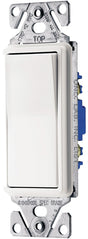 Eaton Wiring Devices 7500 Series C7503W-SP-L Rocker Switch, 15 A, 120/277 V, 3-Way, Lead Wire Terminal, White