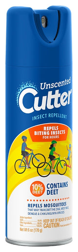 Cutter 51020-6 Insect Repellent, 6 oz Aerosol Can, Liquid, Light Yellow/Water White, Ethanol