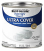 Rust-Oleum 1992730 Enamel Paint, Water Base, Gloss Sheen, White, 0.5 pt, Can, 120 sq-ft Coverage Area