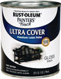 Rust-Oleum 1979502 Enamel Paint, Water Base, Gloss Sheen, Black, 1 qt, Can, 120 sq-ft Coverage Area