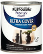 Rust-Oleum 1976502 Enamel Paint, Water Base, Flat Sheen, Black, 1 qt, Can, 120 sq-ft Coverage Area