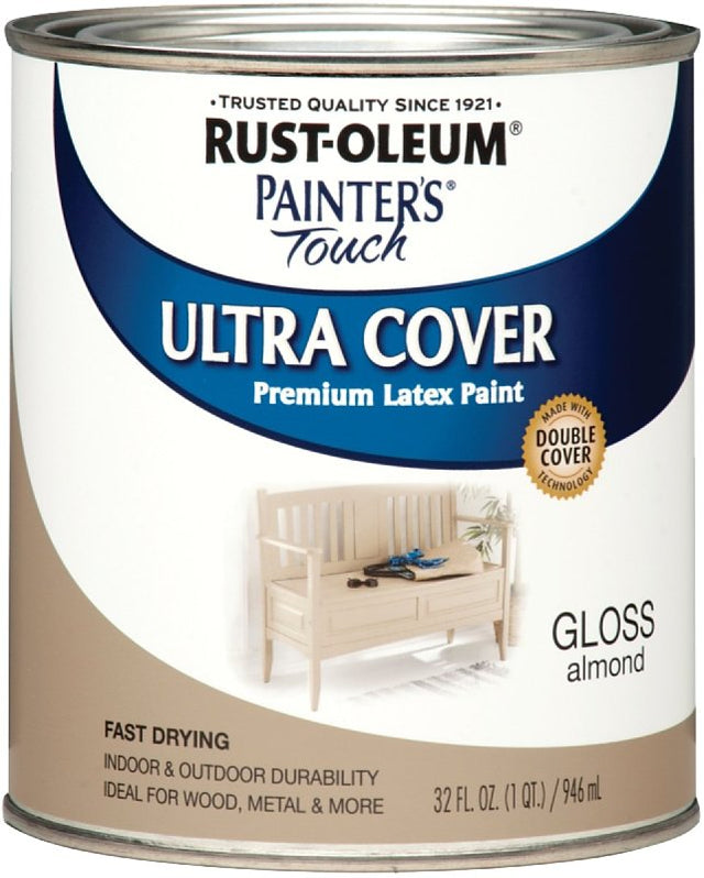 Rust-Oleum 1994502 Enamel Paint, Water Base, Gloss Sheen, Almond, 1 qt, Can, 120 sq-ft Coverage Area