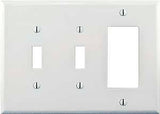Eaton Wiring Devices PJ226W Combination Wallplate, 4-7/8 in L, 6-3/4 in W, 3 -Gang, Polycarbonate, White