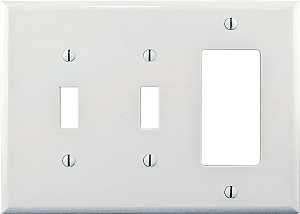 Eaton Wiring Devices PJ226W Combination Wallplate, 4-7/8 in L, 6-3/4 in W, 3 -Gang, Polycarbonate, White