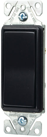 Eaton Wiring Devices 7500 Series 7503BK-BOX Rocker Switch, 15 A, 120/277 V, 3-Way, Lead Wire Terminal, Black
