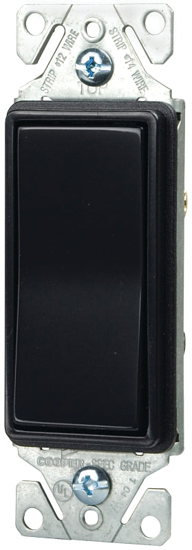 Eaton Wiring Devices 7500 Series 7503BK-BOX Rocker Switch, 15 A, 120/277 V, 3-Way, Lead Wire Terminal, Black