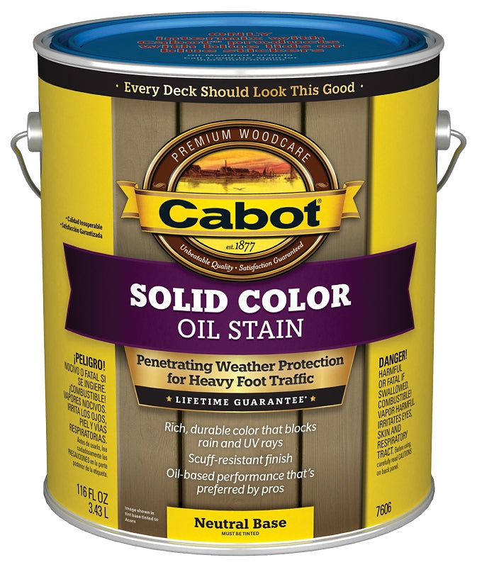 Cabot 140.0007606.007 Decking Stain, Opaque, Neutral Base, Liquid, 1 gal, Pack of 4