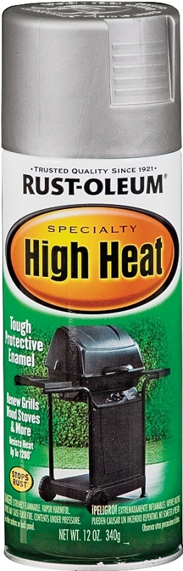 Rust-Oleum 7716830 High-Heat Spray Paint, Satin, Silver, 12 oz Can, Oil