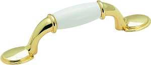 Amerock 245WPB Cabinet Pull, 5-1/16 in L Handle, 1-5/16 in Projection, Plastic/Zinc, Polished Brass