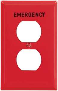 Eaton Wiring Devices PJ8EMRD Receptacle Wallplate, 4-1/2 in L, 2-3/4 in W, 1 -Gang, Polycarbonate, Red, High-Gloss