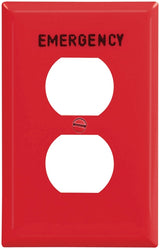 Eaton Wiring Devices PJ8EMRD Receptacle Wallplate, 4-1/2 in L, 2-3/4 in W, 1 -Gang, Polycarbonate, Red, High-Gloss