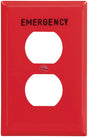 Eaton Wiring Devices PJ8EMRD Receptacle Wallplate, 4-1/2 in L, 2-3/4 in W, 1 -Gang, Polycarbonate, Red, High-Gloss