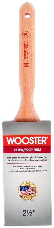 Wooster 4175-2-1/2 Paint Brush, 2-1/2 in W, 2-15/16 in L Bristle, Nylon/Polyester Bristle, Flat Sash Handle