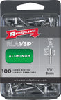 Arrow RLA1/8IP Pop Rivet, Long, 1/2 in L, Aluminum