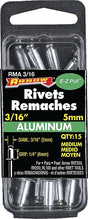 Arrow RMA3/16 Pop Rivet, Medium, 1/4 in Grip, 1/4 in L, Aluminum, 15/PK