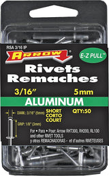 Arrow RSA3/16IP Pop Rivet, Short, 1/8 in Grip, 1/8 in L, Aluminum, Gray