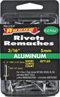 Arrow RSA3/16IP Pop Rivet, Short, 1/8 in Grip, 1/8 in L, Aluminum, Gray
