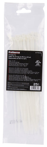 ProSource CV200S-253L Cable Tie, 50 mm Max Bundle Dia, Self-Lock Locking, Nylon, Clear