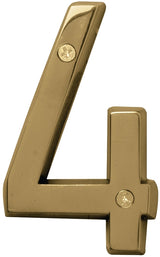Hy-Ko Prestige Series BR-42PB/4 House Number, 2.938 in W x 6.875 in H Dimensions, Character: 4, 4 in H Character, Brass, Pack of 3