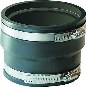 Fernco P1070-44 Flexible Coupling, 4 x 4 in, 3.94 in L, PVC, Black, 4.3 psi Pressure