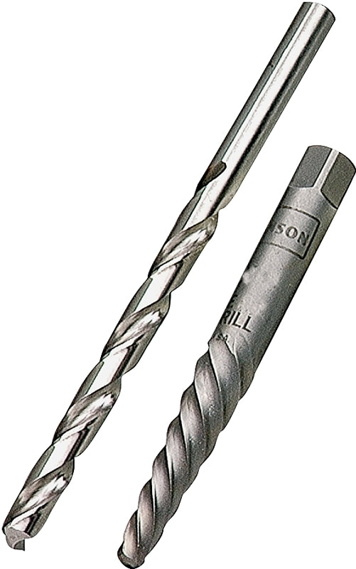 Irwin 53704 Series Extractor and Drill Bit Set, Specifications: #4 Shank, 1/4 In Drill Bit, Standard Shank, HSS