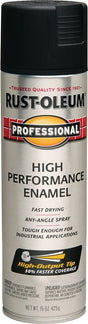 Rust-Oleum 7578838 Professional Enamel Spray Paint, Flat, Black, 15 oz Can