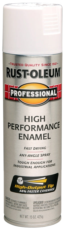 Rust-Oleum 7592838 Professional Enamel Spray Paint, Gloss, White, 15 oz Can