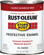 Stops Rust 7762502 Enamel Paint, Oil Base, Gloss Sheen, Sunrise Red, 1 qt, Can, 50 to 90 sq-ft/qt Coverage Area