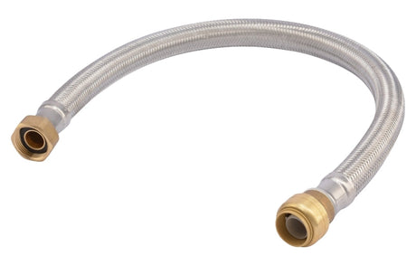 SharkBite U3088FLEX24LF Braided Flexible Water Heater Connector, 3/4 in, FIP, Stainless Steel, 24 in L