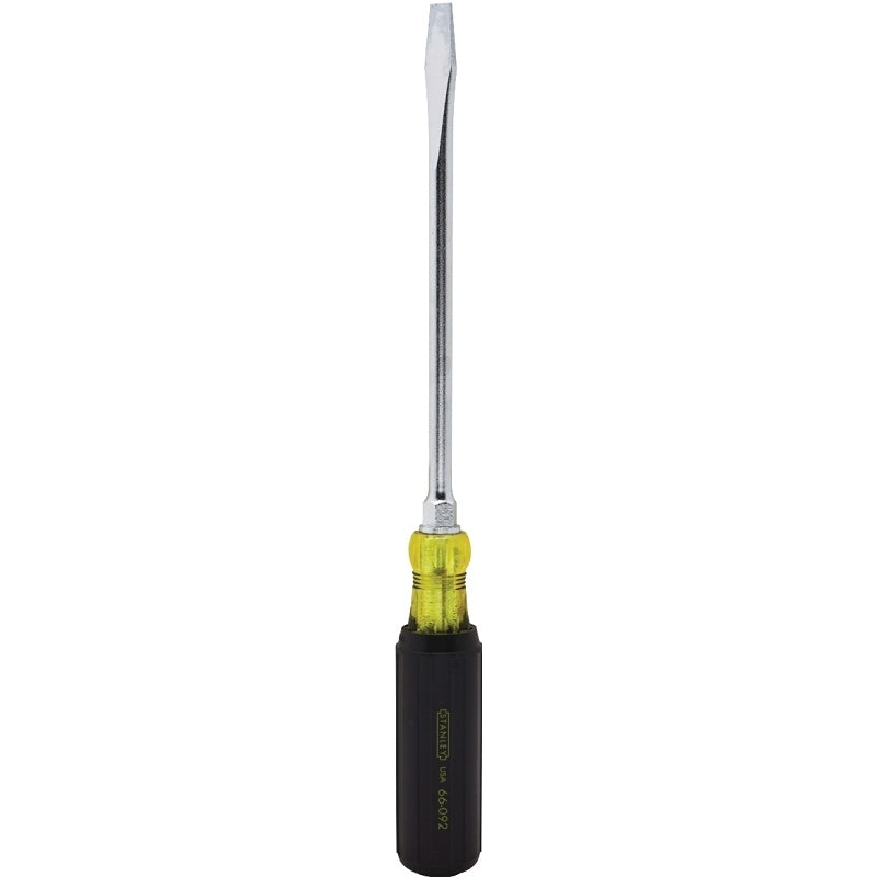 STANLEY 66-092 Screwdriver, 3/8 in Drive, Slotted Drive, 13-5/8 in OAL, 8 in L Shank, Vinyl Grip Handle
