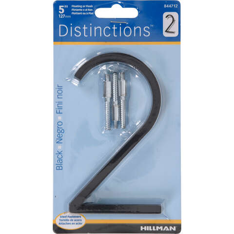 Hillman Distinctions 5 in. Black Steel Screw-On Number 2 1 pc, Pack of 3