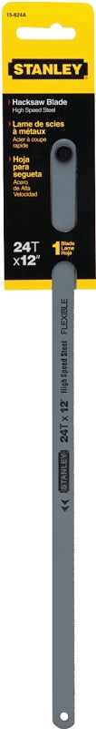 STANLEY 15-824A Hacksaw Blade, 12 in L, 24 TPI, Steel Cutting Edge