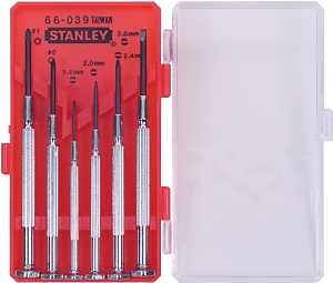 STANLEY 66-039 Screwdriver Set, Steel, Blue, Red