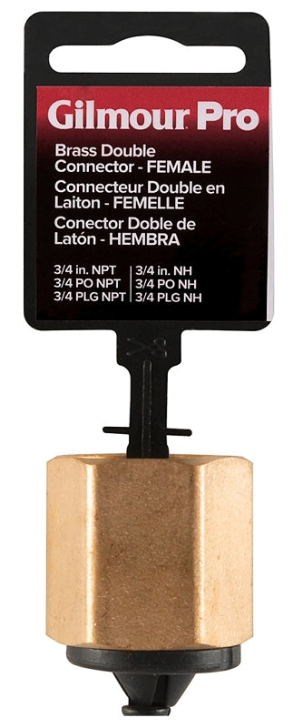 Gilmour 807074-1001 Hose Adapter, 3/4 x 3/4 in, FNPT x FNH, Brass, For: Garden Hose