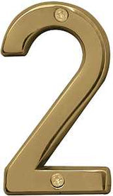 Hy-Ko Prestige Series BR-42PB/2 House Number, 2.938 in W x 6.875 in H Dimensions, Character: 2, 4 in H Character, Pack of 3