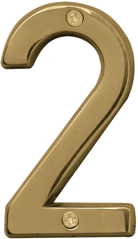 Hy-Ko Prestige Series BR-42PB/2 House Number, 2.938 in W x 6.875 in H Dimensions, Character: 2, 4 in H Character, Pack of 3