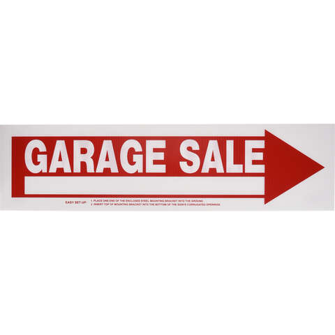 HILLMAN English White Garage Sale Sign 6 in. H X 24 in. W, Pack of 6