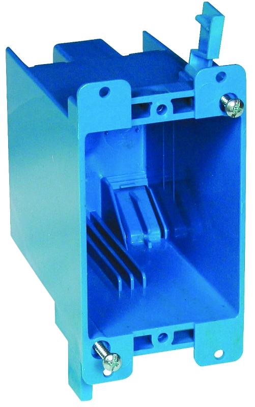 Carlon B120R Outlet Box, 20 cu-in, 1-Gang, PVC, Blue, Clamp