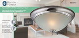 Boston Harbor F51WH02-1005-BN Two Light Flush Mount Ceiling Fixture, 120 V, 60 W, 2-Lamp, A19 or CFL Lamp
