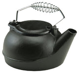 US Stove TK-02 Tea Kettle, 3 qt, Spring-Loaded Handle, Iron, Black