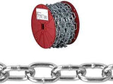 Campbell 072-2927 Passing Link Chain, 2/0, 125 ft L, 450 lb Working Load, Steel, Zinc