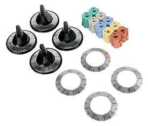 Camco USA 00883 Burner Knob Kit, Includes: Adapter, Dials, Inserts and (4) Chrome Knobs, Black