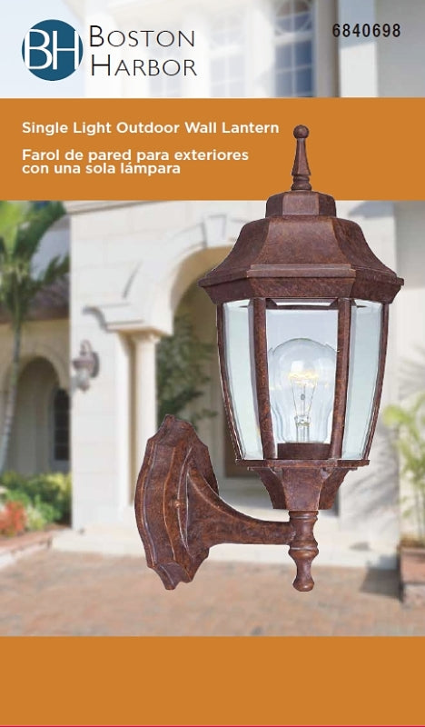 Boston Harbor BRT-BPP1611-RB3L Outdoor Lantern, 120 V, 60 W, CFL Lamp, Aluminum Fixture, Rustic Brown